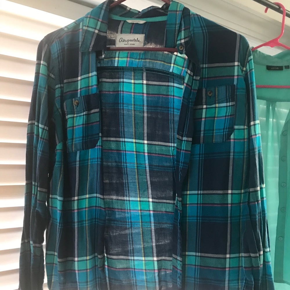Blue striped button down long sleeve